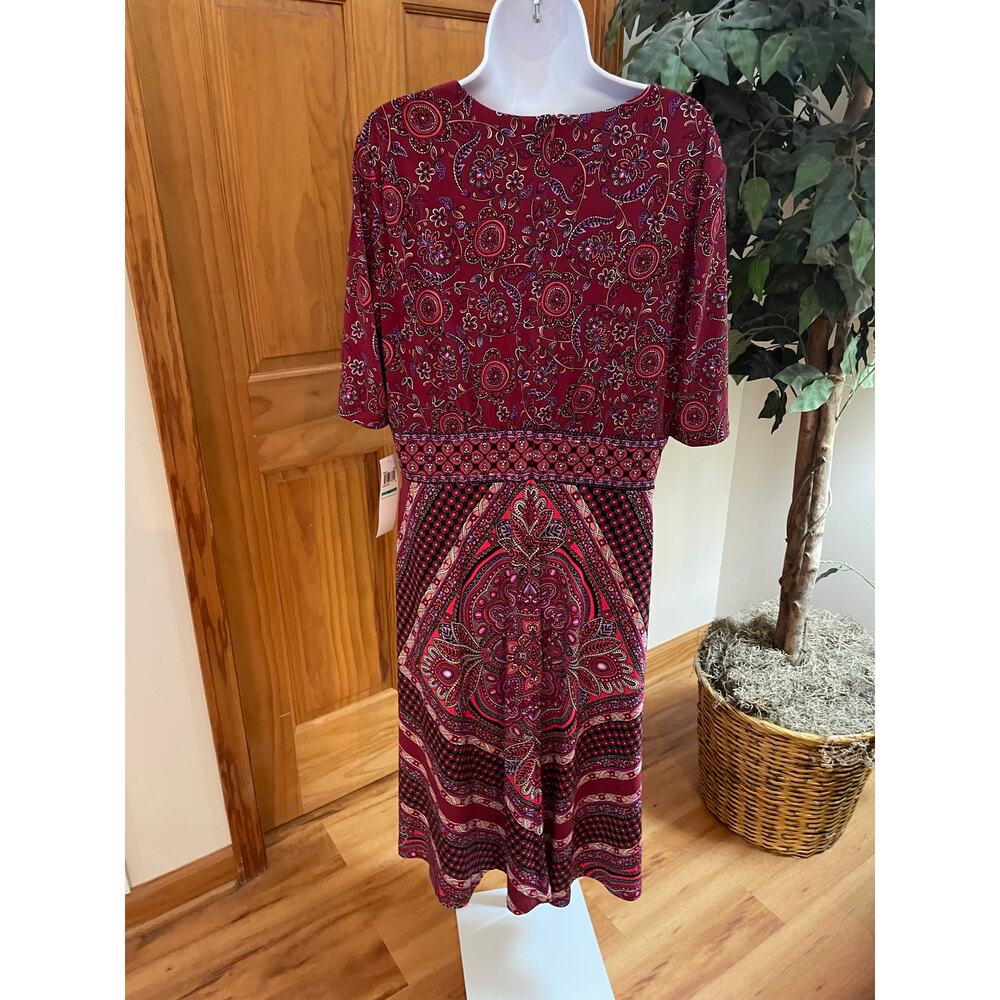 London Times Jersey, Midi Dress, Boho Pattern, Size 16, NWT - Picture 2 of 6